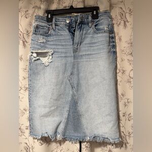 American Eagle Outfitters Light Blue Distressed Denim Skirt